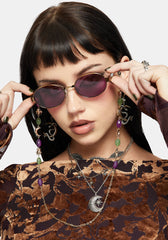 Whimsigoth Bead & Charm Chain Sunglasses
