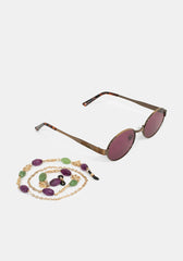 Whimsigoth Bead & Charm Chain Sunglasses