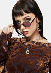 Whimsigoth Bead & Charm Chain Sunglasses