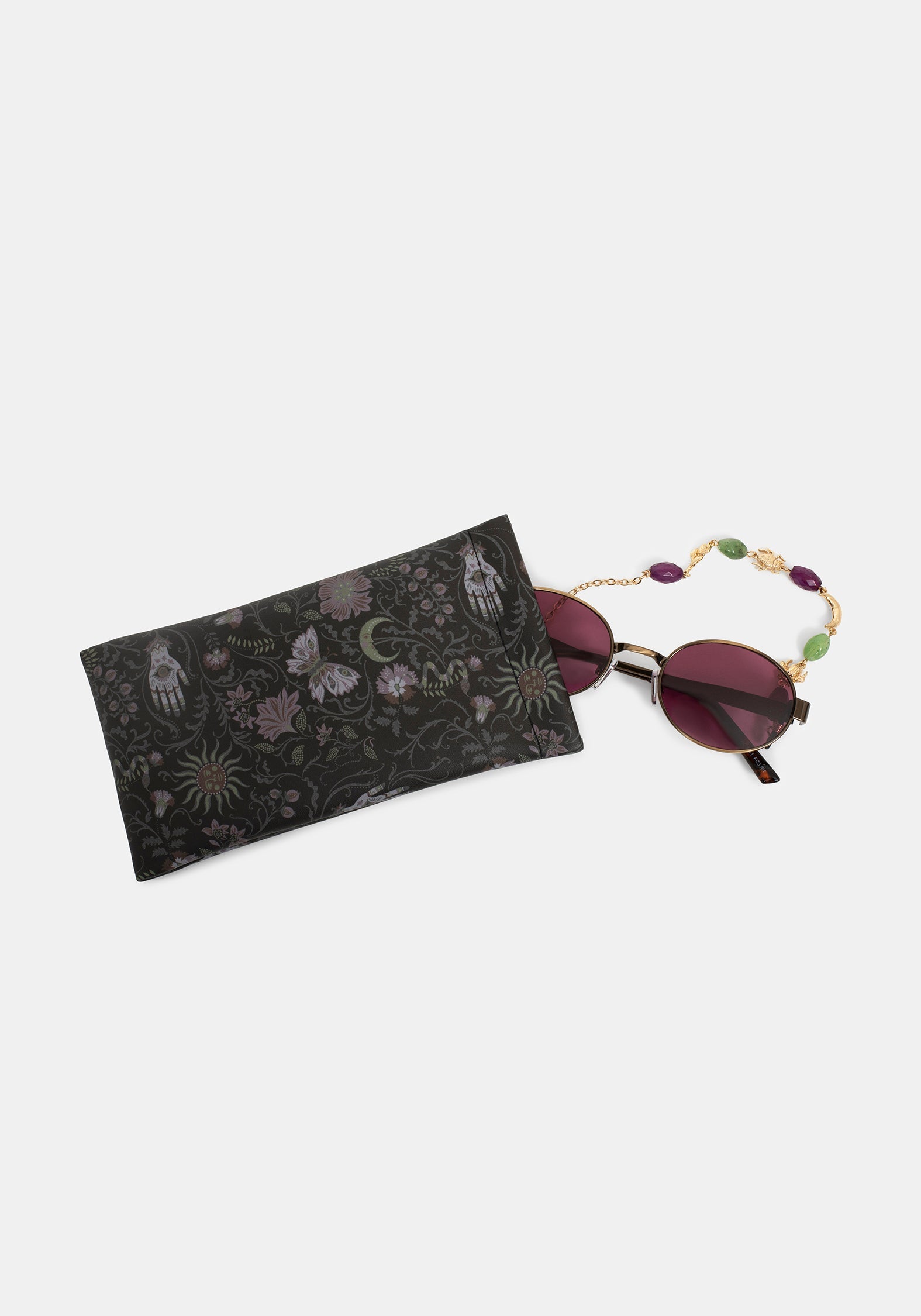 Whimsigoth Bead & Charm Chain Sunglasses