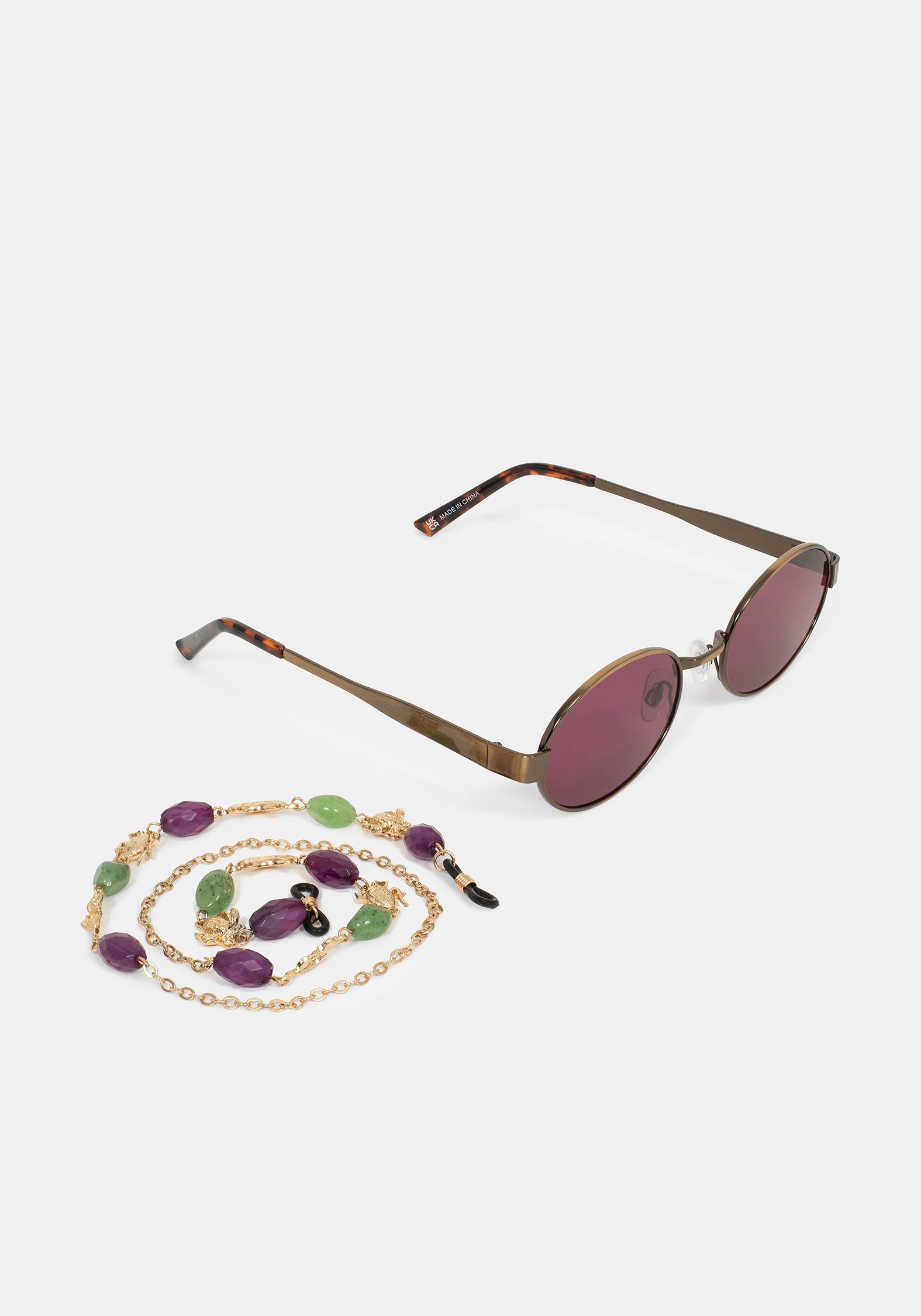 Whimsigoth Bead & Charm Chain Sunglasses