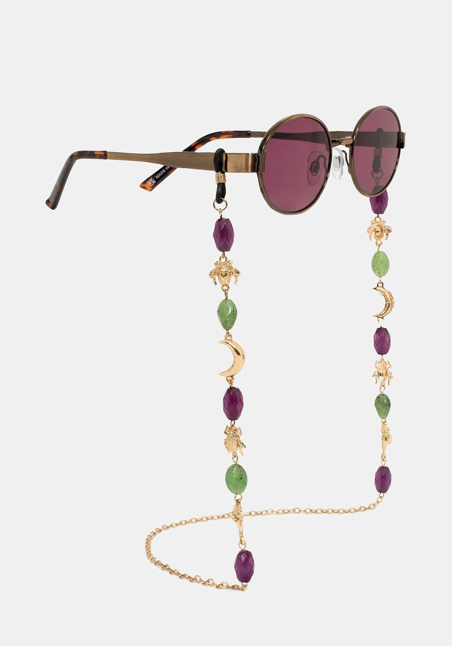 Whimsigoth Bead & Charm Chain Sunglasses